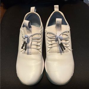 Gray and blue Clove sneakers.